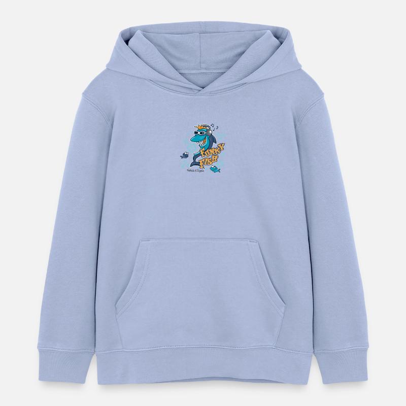 Poisson funky - Sweat à capuche enfant bio Stanley/Stella - ciel