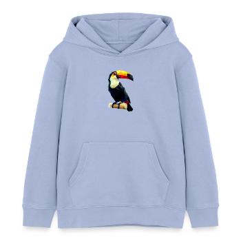 Polygonaler Tukan - Kinder Organic Hoodie Mini Cruiser von Stanley/Stella - Sky - Vorne - AI Model Kid Male (0cm)