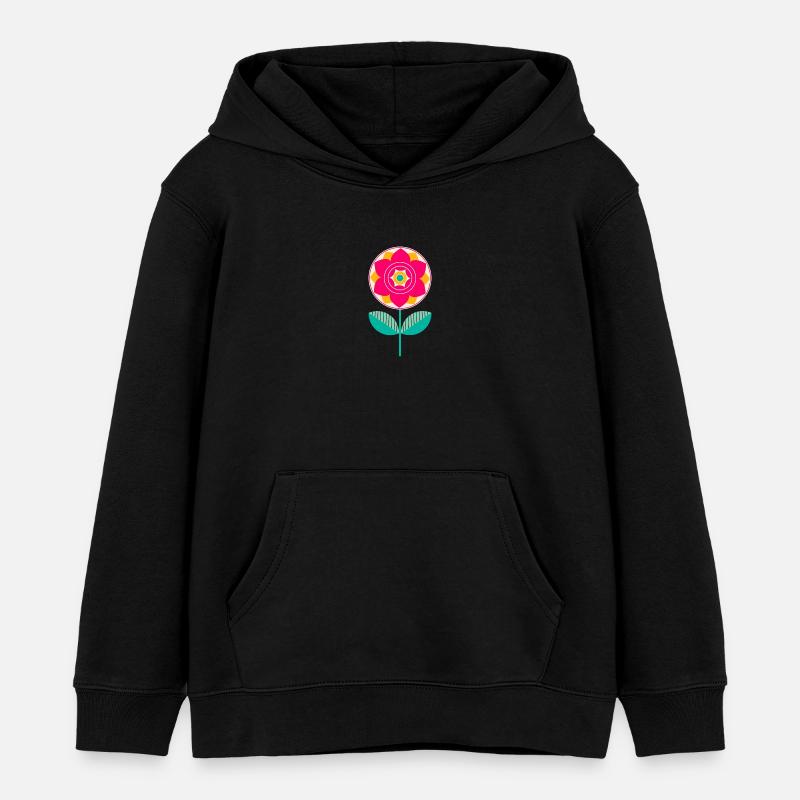 Fleur colorée mignonne - Sweat à capuche enfant bio Stanley/Stella - noir
