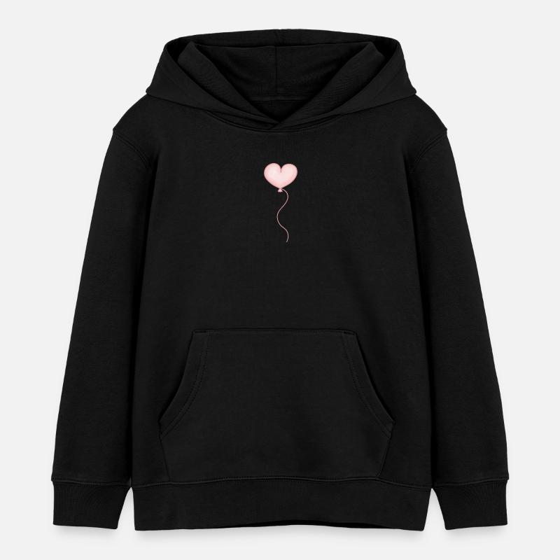 Cœur de ballon pastel rose - Sweat à capuche enfant bio Stanley/Stella - noir