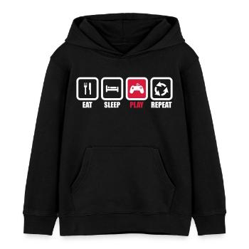 eat sleep play repeat : geek,gamer,gaming,jeux - Sweat à capuche enfant bio Stanley/Stella - noir - Devant - AI Model Kid Male (0cm)