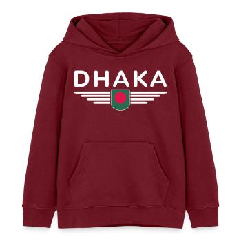 Dhaka Design – Au cœur du Bangladesh - Sweat à capuche enfant bio Stanley/Stella - bordeaux - Devant - AI Model Kid Female (0cm)