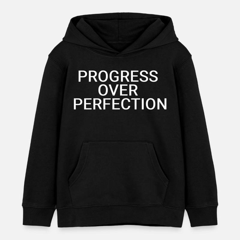 Le progrès plutôt que la perfection - Sweat à capuche enfant bio Stanley/Stella - noir