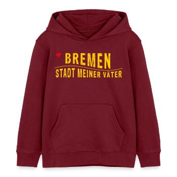 Breman, LA CITÉ DE MES PÈRES (illustration vectorielle) - Sweat à capuche enfant bio Stanley/Stella - bordeaux - Devant - AI Model Kid Female (0cm)