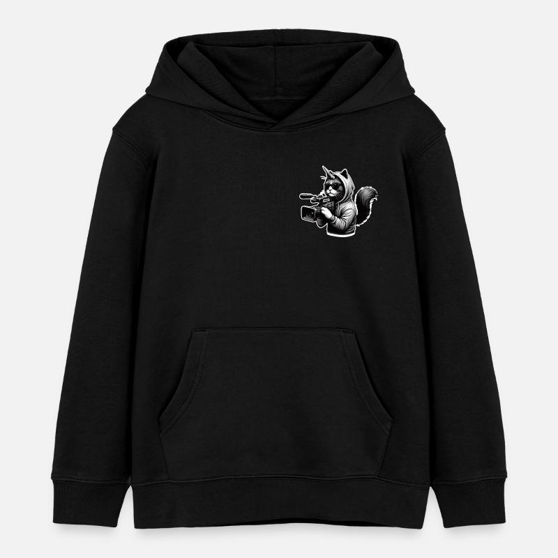 Chat licorne cadreur - Sweat à capuche enfant bio Stanley/Stella - noir