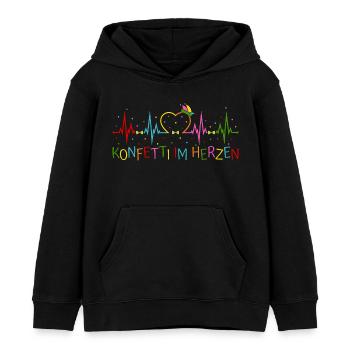 Fasching Herzschlag EKG Konfetti im Herzen Party - Kinder Organic Hoodie Mini Cruiser von Stanley/Stella - Schwarz - Vorne - AI Model Kid Male (0cm)