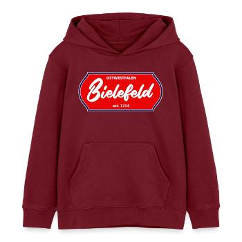 Bielefeld – Ostwestfalens Original seit 1214 - Kinder Organic Hoodie Mini Cruiser von Stanley/Stella - Burgunderrot - Vorne - AI Model Kid Female (0cm)