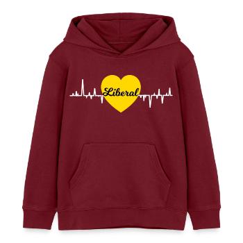 Le coeur libéral - Sweat à capuche enfant bio Stanley/Stella - bordeaux - Devant - AI Model Kid Female (0cm)