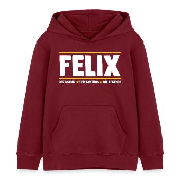 Felix - Sweat à capuche enfant bio Stanley/Stella - bordeaux - Devant - AI Model Kid Female (0cm)