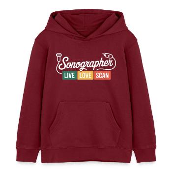 Sonographer Live Love Scan - Kinder Organic Hoodie Mini Cruiser von Stanley/Stella - Burgunderrot - Vorne - AI Model Kid Female (0cm)