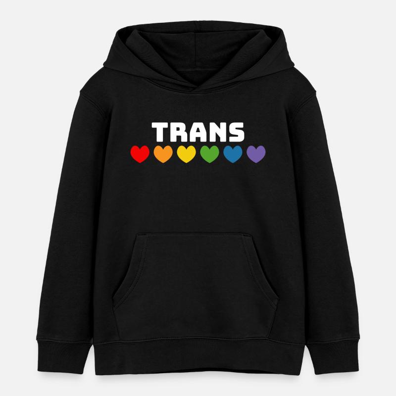 Cœur arc-en-ciel trans blanc - Sweat à capuche enfant bio Stanley/Stella - noir