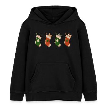 Chats en bottes - Sweat à capuche enfant bio Stanley/Stella - noir - Devant - AI Model Kid Male (0cm)