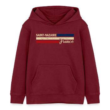 France - Saint-Nazaire - France - Drapeau - Sweat à capuche enfant bio Stanley/Stella - bordeaux - Devant - AI Model Kid Female (0cm)