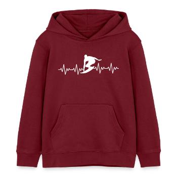 Surfer Surfen EKG Herzschlag - Kinder Organic Hoodie Mini Cruiser von Stanley/Stella - Burgunderrot - Vorne - AI Model Kid Female (0cm)