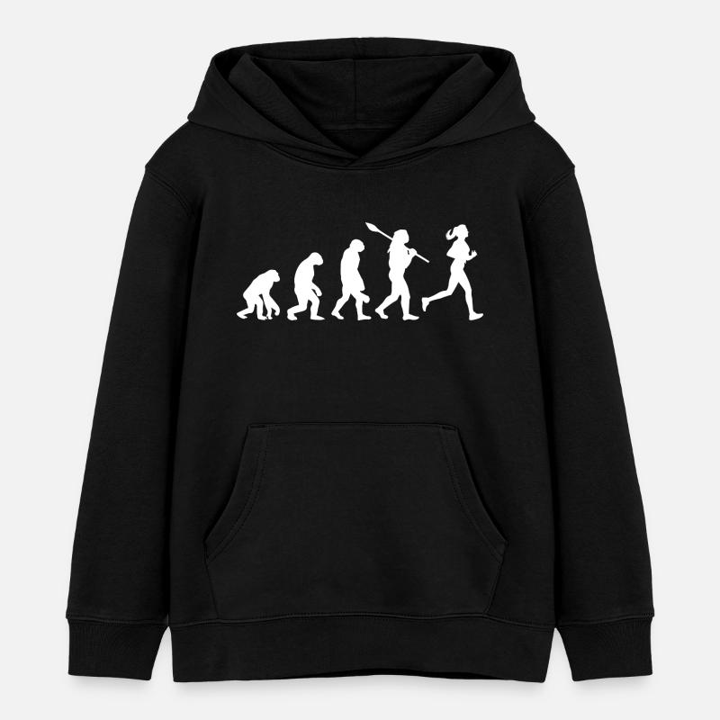 Évolution de la silhouette de la femme en course - Sweat à capuche enfant bio Stanley/Stella - noir