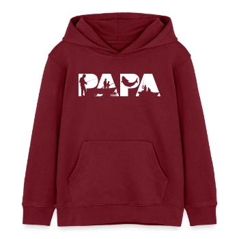 Papa Fischer Angelnde Vater Fischerboot-Silhouette - Kinder Organic Hoodie Mini Cruiser von Stanley/Stella - Burgunderrot - Vorne - AI Model Kid Female (0cm)