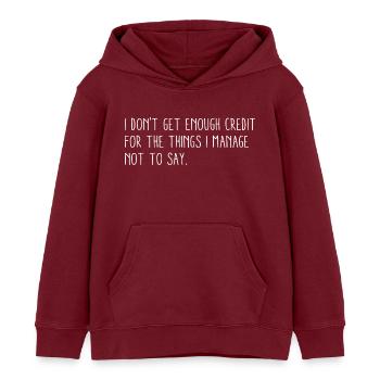 Ich bekomme nicht genug Anerkennung für - Kinder Organic Hoodie Mini Cruiser von Stanley/Stella - Burgunderrot - Vorne - AI Model Kid Female (0cm)