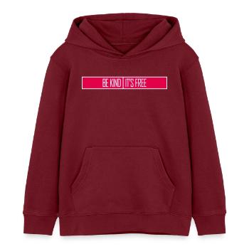 Be Kind It's Free Freundlichkeit Statement Spruch - Kinder Organic Hoodie Mini Cruiser von Stanley/Stella - Burgunderrot - Vorne - AI Model Kid Female (0cm)