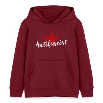 Étoile rouge antifasciste - Sweat à capuche enfant bio Stanley/Stella - bordeaux - Devant - AI Model Kid Female (0cm)