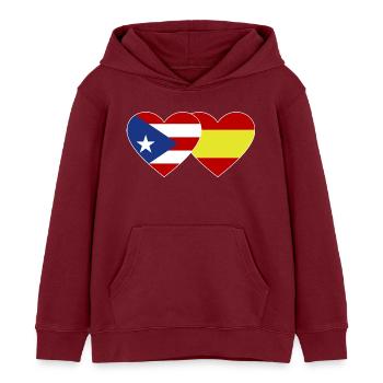 Puerto Rico Spanien Flagge Herz - Kinder Organic Hoodie Mini Cruiser von Stanley/Stella - Burgunderrot - Vorne - AI Model Kid Female (0cm)
