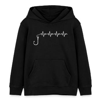 Angelhaken Fischen Fischer Angler EKG Herzschlag  - Kinder Organic Hoodie Mini Cruiser von Stanley/Stella - Schwarz - Vorne - AI Model Kid Male (0cm)
