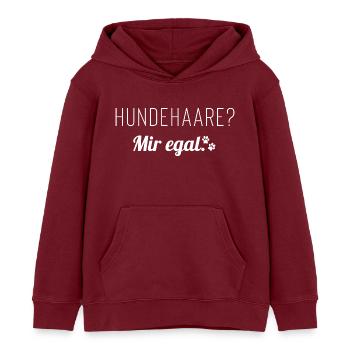 Hundehaare? Mir egal. Spruch für Hundemenschen - Kinder Organic Hoodie Mini Cruiser von Stanley/Stella - Burgunderrot - Vorne - AI Model Kid Female (0cm)