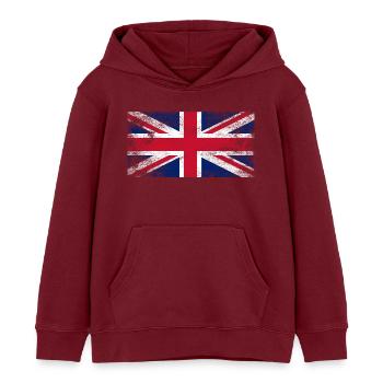 Great Britan - Kids Organic Hoodie by Stanley/Stella - burgundy - Front - AI Model Kid Female (0cm)