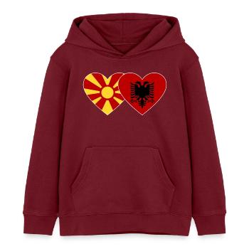 Mazedonien Albanien Flagge Herz - Kinder Organic Hoodie Mini Cruiser von Stanley/Stella - Burgunderrot - Vorne - AI Model Kid Female (0cm)