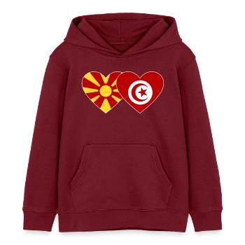 Mazedonien Tunesien Flagge Herz - Kinder Organic Hoodie Mini Cruiser von Stanley/Stella - Burgunderrot - Vorne - AI Model Kid Female (0cm)