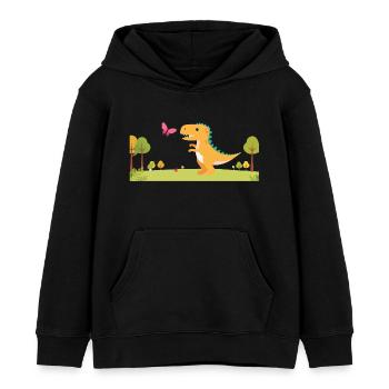 Petit T-Rex sur la route - Sweat à capuche enfant bio Stanley/Stella - noir - Devant - AI Model Kid Male (0cm)