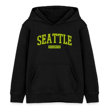 Lettrage Seattle Washington - Sweat à capuche enfant bio Stanley/Stella - noir - Devant - AI Model Kid Male (0cm)