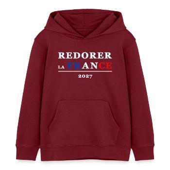 RESTORING FRANCE 2 - Kids Organic Hoodie by Stanley/Stella - burgundy - Front - AI Model Kid Female (0cm)
