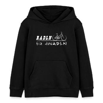 RADLN fia dWADLN - Radfahren für die Waden, Reim - Kinder Organic Hoodie Mini Cruiser von Stanley/Stella - Schwarz - Vorne - AI Model Kid Male (0cm)