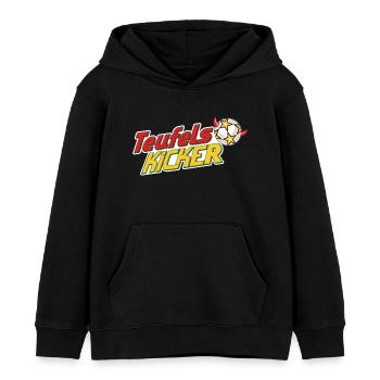 Teufelskicker Logoschriftzug Mit Fußball - Kinder Organic Hoodie Mini Cruiser von Stanley/Stella - Schwarz - Vorne - AI Model Kid Male (0cm)