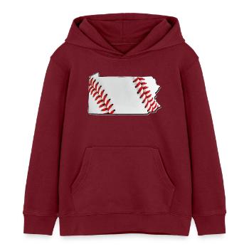 Baseball in the Pennsylvania State Map - Kids Organic Hoodie by Stanley/Stella - burgundy - Front - AI Model Kid Female (0cm)
