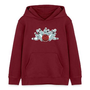 Frappe de bowling - Sweat à capuche enfant bio Stanley/Stella - bordeaux - Devant - AI Model Kid Female (0cm)