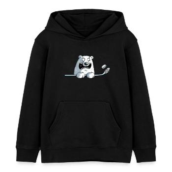 Cooler Eisbär Mit Eishockeyschläger I Eishockey - Kinder Organic Hoodie Mini Cruiser von Stanley/Stella - Schwarz - Vorne - AI Model Kid Male (0cm)