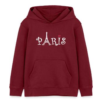 Paris - Sweat à capuche enfant bio Stanley/Stella - bordeaux - Devant - AI Model Kid Female (0cm)
