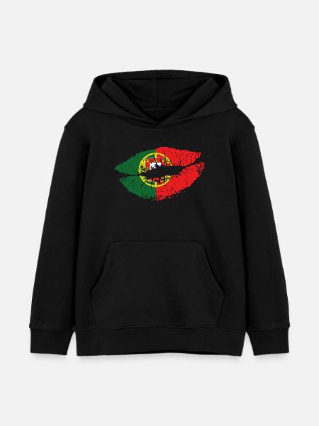 Mouth Portugal - Kids Organic Hoodie by Stanley/Stella - black