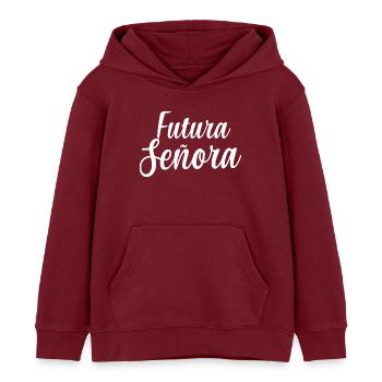Futura Señora Engagement Bridal Shower Wedding - Kids Organic Hoodie by Stanley/Stella - burgundy - Front - AI Model Kid Female (0cm)