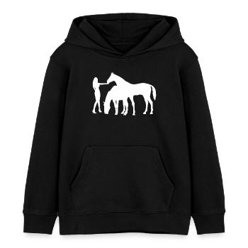 Chevaux - Sweat à capuche enfant bio Stanley/Stella - noir - Devant - AI Model Kid Male (0cm)