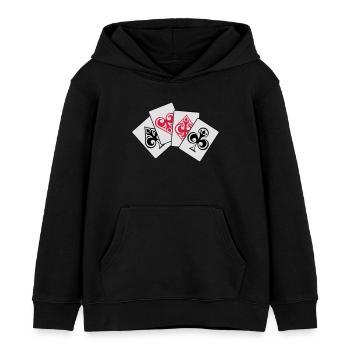 4 aces poker !!! - Sweat à capuche enfant bio Stanley/Stella - noir - Devant - AI Model Kid Male (0cm)