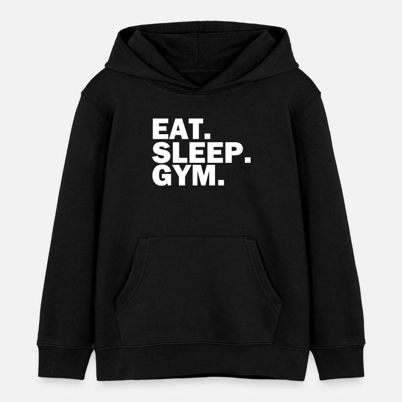 Mangez le sommeil Gym blanc - Sweat à capuche enfant bio Stanley/Stella - noir