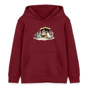La crèche de la nativité - Sweat à capuche enfant bio Stanley/Stella - bordeaux - Devant - AI Model Kid Female (0cm)