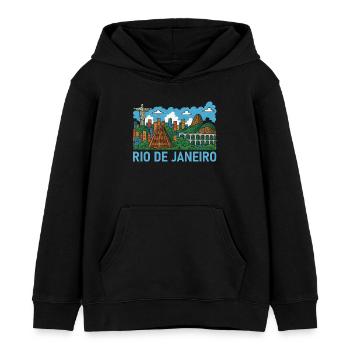 Rio de Janeiro, Brésil - Sweat à capuche enfant bio Stanley/Stella - noir - Devant - AI Model Kid Male (0cm)