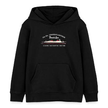 PAQUEBOT FRANCE - Kids Organic Hoodie by Stanley/Stella - black - Front - AI Model Kid Male (0cm)
