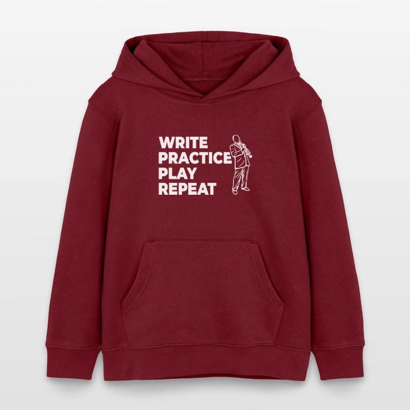 Writing, practicing, playing, repeating Kids Organic Hoodie by Stanley/Stella