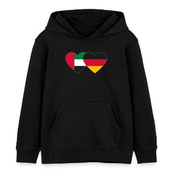 Vereinigte Arabische Emirate Deutschland Herz - Kinder Organic Hoodie Mini Cruiser von Stanley/Stella - Schwarz - Vorne - AI Model Kid Male (0cm)