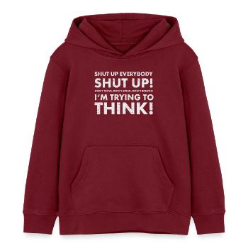 Shut up! - Kids Organic Hoodie by Stanley/Stella - burgundy - Front - AI Model Kid Female (0cm)