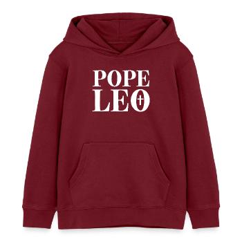 POPE Leo - Kinder Organic Hoodie Mini Cruiser von Stanley/Stella - Burgunderrot - Vorne - AI Model Kid Female (0cm)